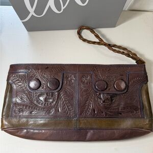 Artisan Brown Leather Wristlet